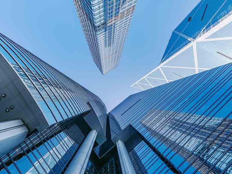 view of glass buildings