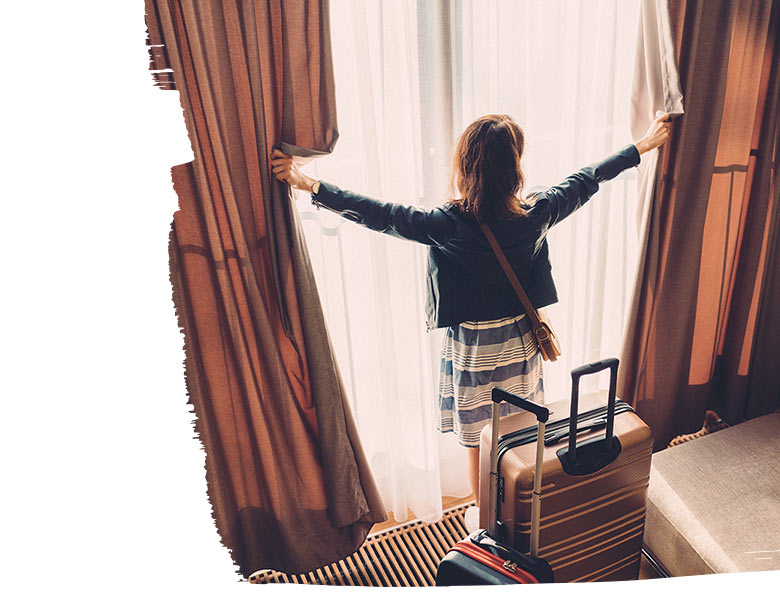 A Women checking in at a luxury hotel for their honeymoon