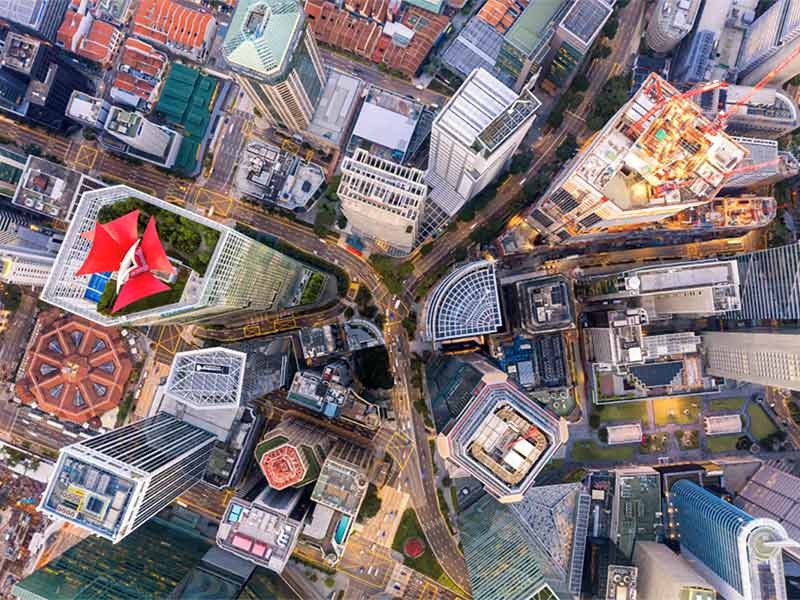 Top view of a city