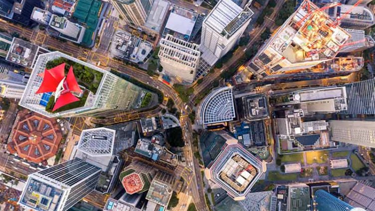 Top view of a city