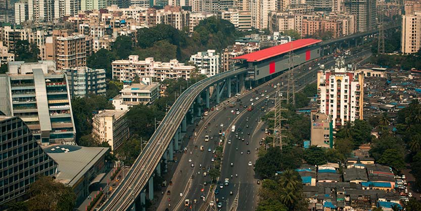 Aerial view of metro station