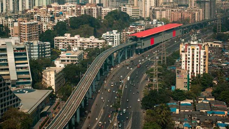 Aerial view of metro station