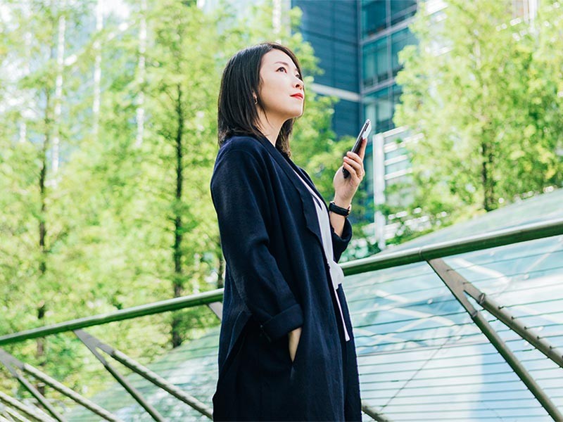 Girl Looking at some building