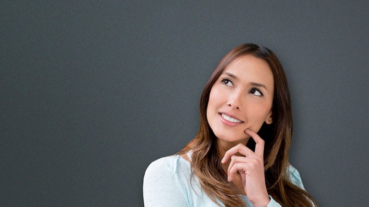 Optimistic thinking look on a young woman face.