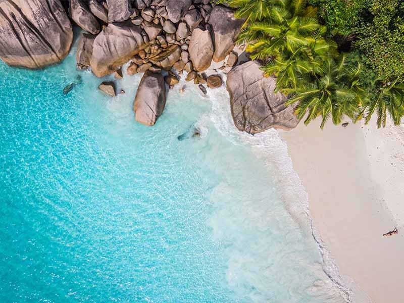 Aerial view overlooking the sea