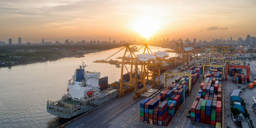 Aerial view of business port