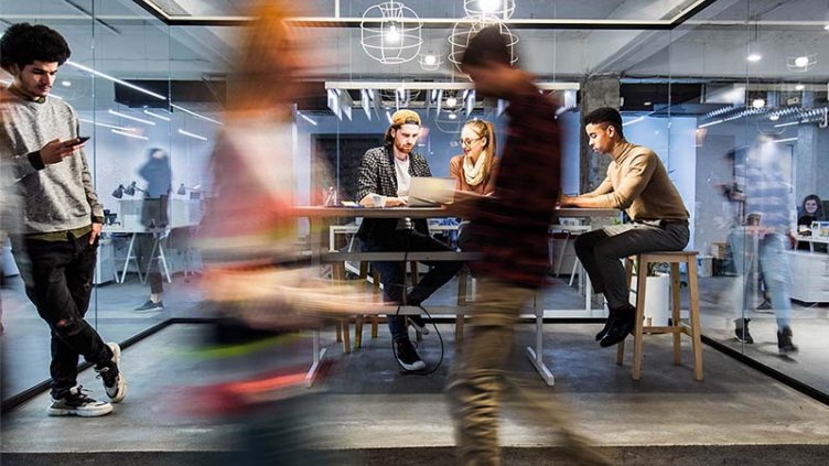 Young creative people working in the office