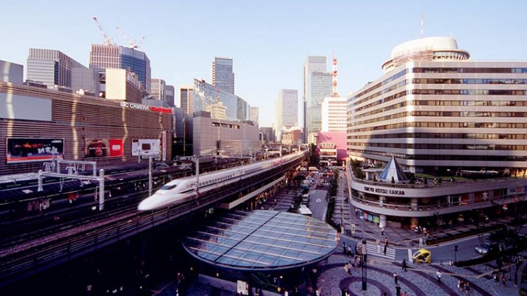 Ariel view of a metro station in a smart city