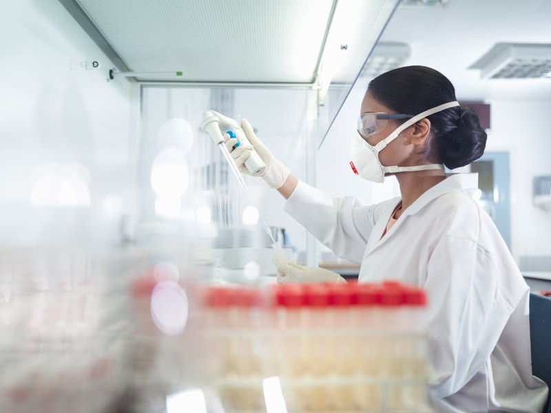 A female doctor making some tests in laboratory