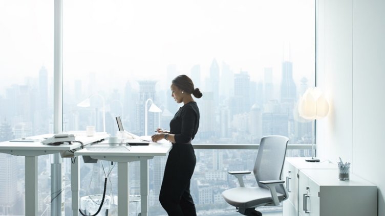 A woman standing and looking system