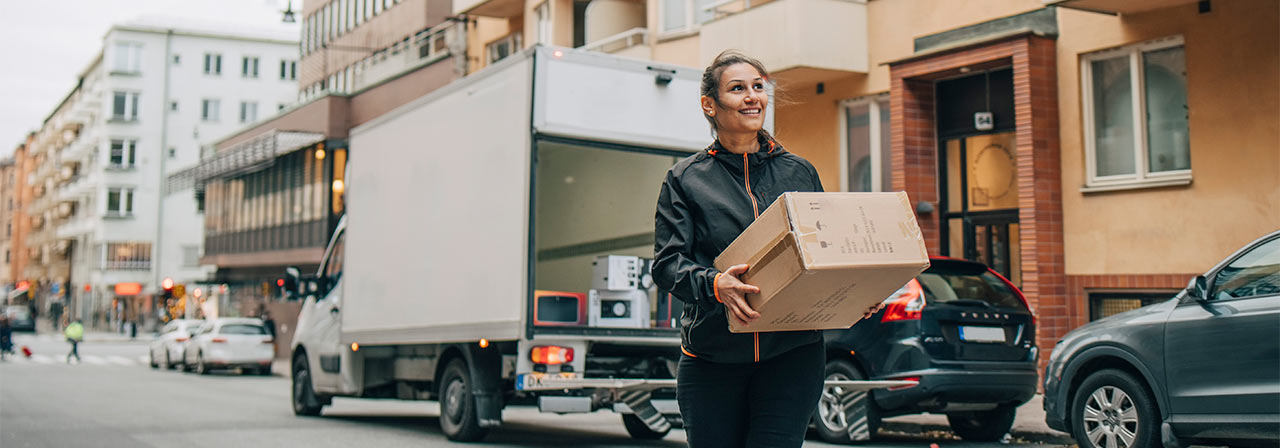 A women delivering package